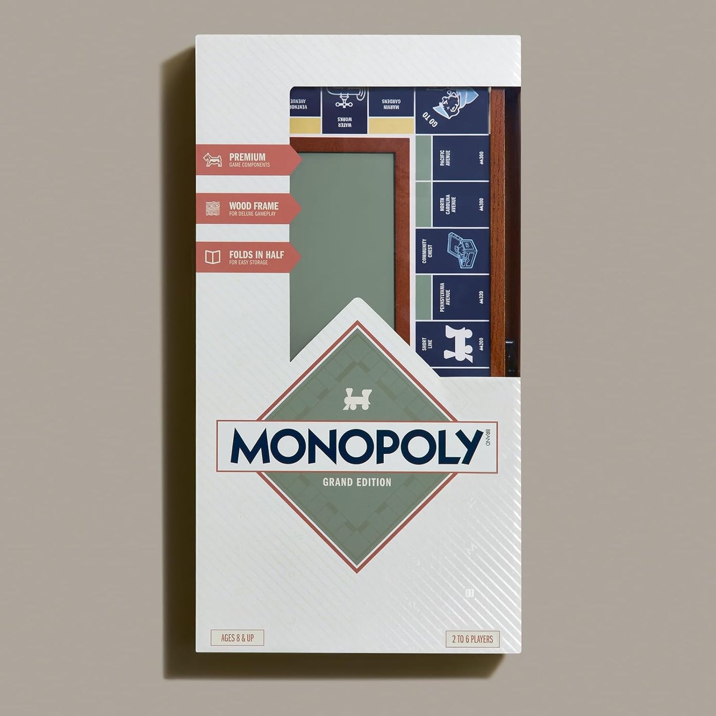 🎲 Premium Folding Monopoly Board – Wood Frame & Metal Tokens 👨👩👧👦