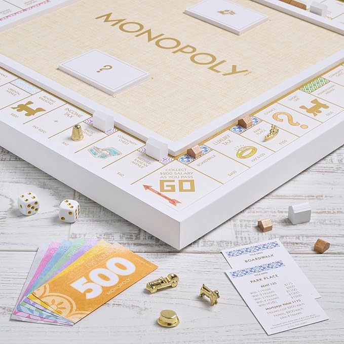 Luxury Monopoly Game | White Wood, Gold Tokens, Premium Design 💼🎭