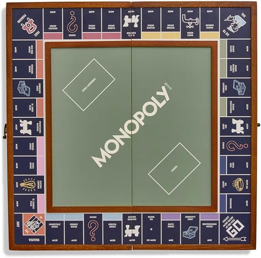 🎲 Premium Folding Monopoly Board – Wood Frame & Metal Tokens 👨‍👩‍👧‍👦