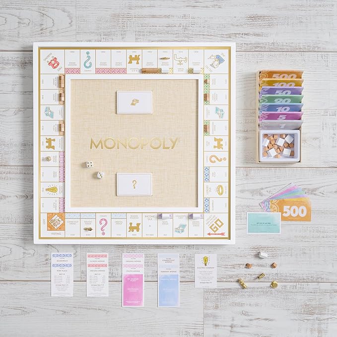 Luxury Monopoly Game | White Wood, Gold Tokens, Premium Design 💼🎭